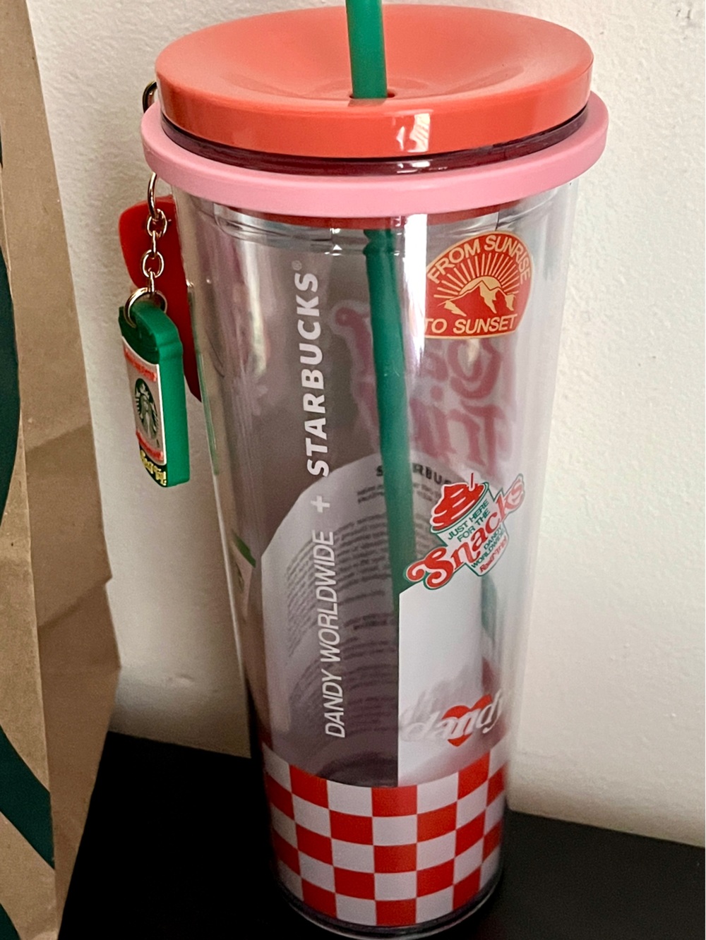 NWT Starbucks + Dandy Summer Road Trip Cold Cup Tumbler w/Charms 24 Oz Colorful - Picture 4 of 7